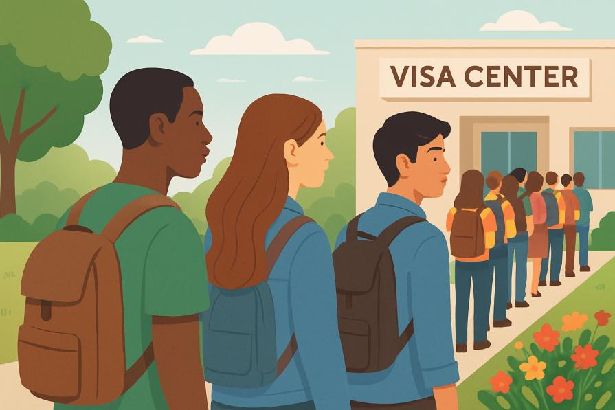 Record queues and delays in the issuance of American student visas