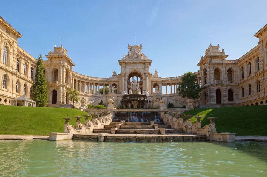The Palais Longchamp and park ensemble: neoclassical water tower